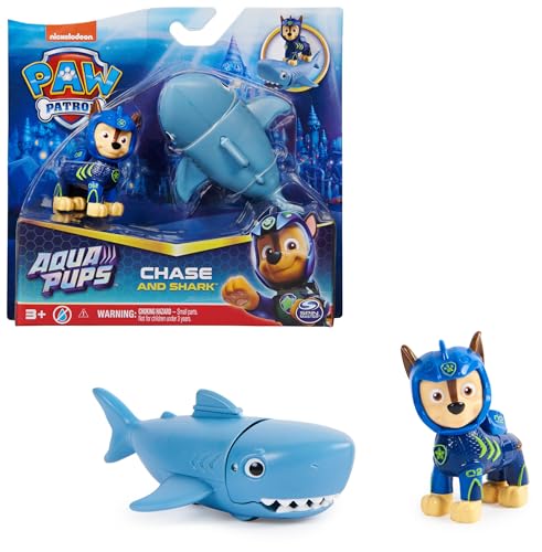 Paw Patrol, Aqua Pups - Hero Pups Actionfiguren-Set mit 1 Chase Welpenfigur und 1 Hai Figur, Spielzeug geeignet für Kinder ab 3 Jahren von PAW PATROL