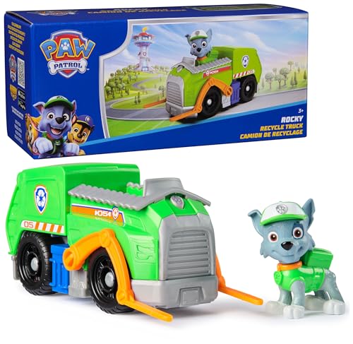 PAW PATROL, Rocky's Recycle Truck, Spielzeugfahrzeug mit Sammel-Actionfigur, nachhaltig denkendes Kinderspielzeug für Jungen & Mädchen ab 3 Jahren von PAW PATROL