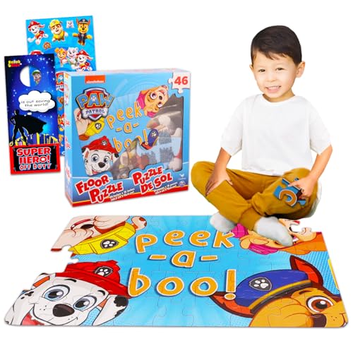 Paw Patrol Bodenpuzzle-Aktivitätsset – Bündel mit 46-teiligem Puzzle für Kinder plus Stickers, mehr | Paw Patrol Spielzeug für Kinder | Paw Patrol Puzzles für Geburtstagsfeier von PAW PATROL