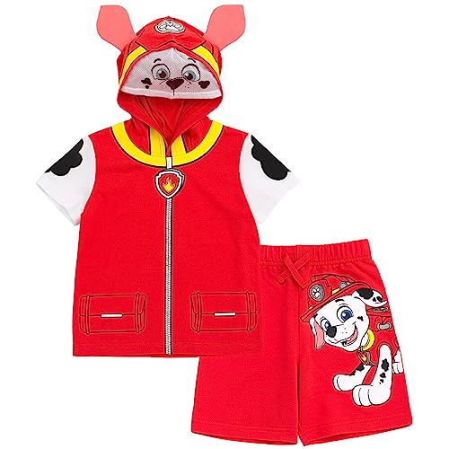 Paw Patrol Chase Skye Rubble Marshall Cosplay-T-Shirt und Fahrrad-Shorts, French Terry, Outfit-Set für Kleinkinder bis große Kinder, Rot/Ausflug, einfarbig (Getaway Solids), 5 Jahre von PAW PATROL