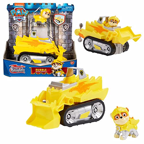 Paw Patrol Fahrzeuge Rescue Knights Deluxe Autos mit Spiel-Figuren, Figur:Rubble von PAW PATROL