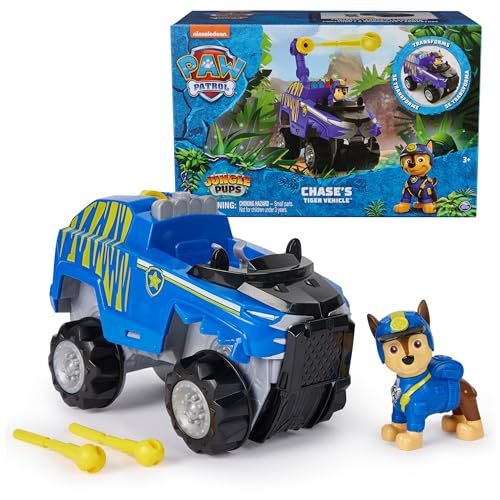 Paw Patrol Jungle Pups, Chase Tiger Fahrzeug, Spielzeug-Truck mit Sammel-Actionfigur, Kinderspielzeug für Jungen und Mädchen ab 3 Jahren von PAW PATROL