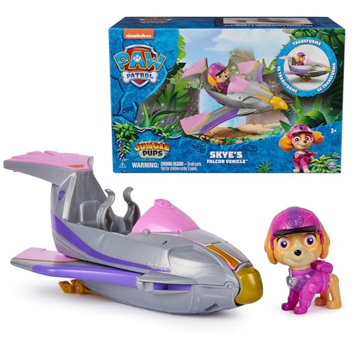 Paw Patrol Jungle Pups, Skye Falcon Fahrzeug, Spielzeugjet mit Sammel-Actionfigur, Kinderspielzeug für Jungen und Mädchen ab 3 Jahren von PAW PATROL