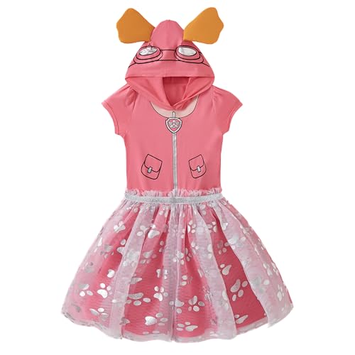 Paw Patrol Nickelodeon Mädchen Cosplay Kapuzen-Tüllkleid mit Ohren für Säuglinge, Kleinkinder und große Kinder, Rosa/Orange von PAW PATROL