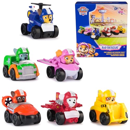 Paw Patrol: Air Rescue 6-teiliges Pup Squad Racers Spielzeugautos Geschenkset mit Chase, Marshall, Skye, Rubble, Rocky & Zuma, Kinderspielzeug für Jungen und Mädchen ab 3 Jahren von PAW PATROL