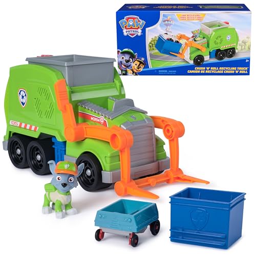 PAW PATROL: Crush N' Roll Recycling-Truck mit rockiger Actionfigur und verwandelndem verdichtetem Müllfahrzeug, Kinderspielzeug für Jungen und Mädchen ab 3 Jahren von PAW PATROL