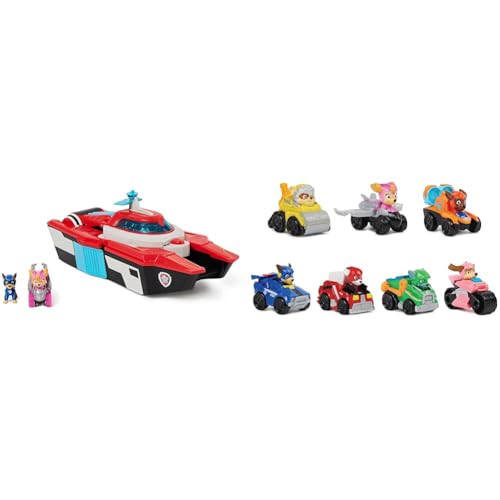 PAW PATROL: Der Mighty Kinofilm, Pup Squad Mini Marine Hauptquartier Spielset & Der Mighty Kinofilm, 7-teiliges Pup Squad Racers-Geschenkset mit Liberty-Spielzeugauto, geeignet für Kinder ab 3 Jahren von PAW PATROL