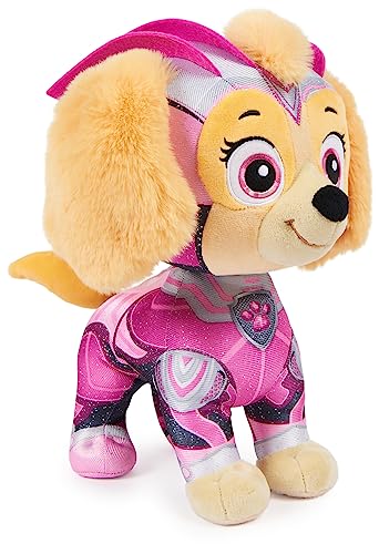 PAW PATROL: Der Mighty Kinofilm, Skye Superhelden-Plüschfigur, 30 cm groß, mit Glitzer-Uniform und Umhang, Spielzeug geeignet für Kleinkinder von PAW PATROL