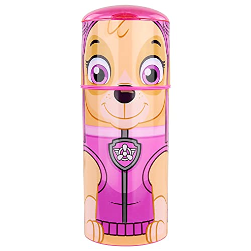 P:os 33666 PAW Patrol - Trinkflasche für Kinder im Skye Design, ca. 350 ml, auslaufsicher, mit integriertem Strohhalm, aus Kunststoff (Tritan), bpa- und phthalatfrei von p:os