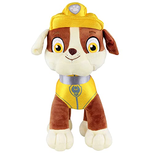 p:os 76965 PAW Patrol - Kuschel-Tier Hund Rubble, Helfer auf Vier Pfoten, ca. 27,5 cm groß, süßes Plüsch-Tier zum Spielen und Kuscheln, Jungen und Mädchen von PAW PATROL