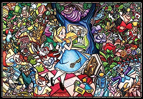 1000-teiliges Puzzle – reinweißes Alice im Wunderland-Buntglas. 75 x 50 cm von PAWCA