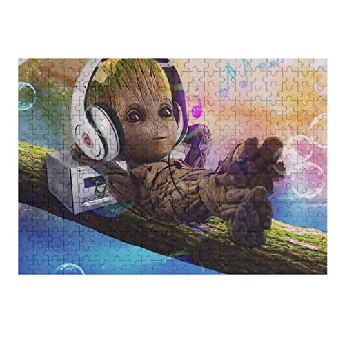 Toys Piece Puzzles for Adults Puzzle Groot Listening to Music Child Paper Materials Intellectua Family Games Stress Reliever Toy DIY Birthday Gift Piece—52 * 38cm von PAWCA