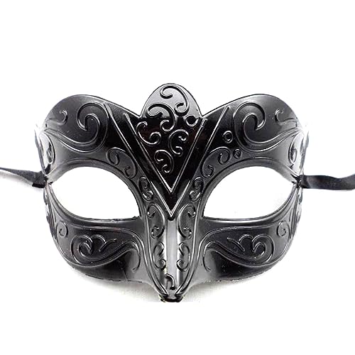 PAXLBF-Black Cosplay Mask Antique Water Ripple Cosplay Mask Masquerade Cosplay Mask Horror Headwear for Halloween Carnival Costume Party Props von PAXLBF