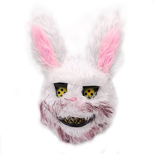 PAXLBF-Bunny Cosplay Maske Bloody Bunny Halloween Horror Plüsch Cosplay Maske Horror Kopfbedeckung für Halloween Karneval Kostüm Party Requisiten von PAXLBF