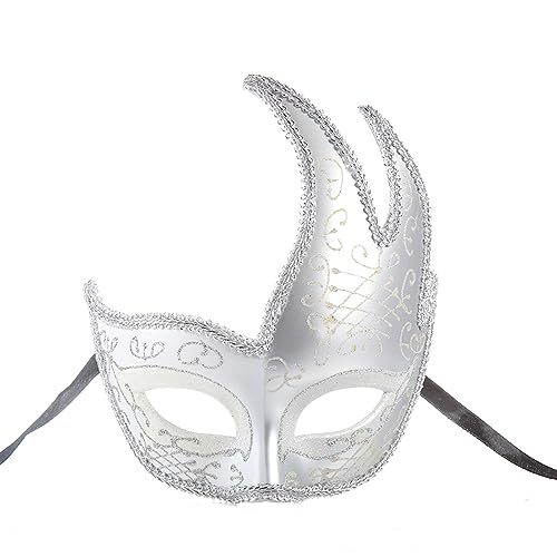 PAXLBF-Halloween Half Face Women's Masquerade Plastic Carnival Creative Cosplay Mask Horror Headwear for Halloween Carnival Costume Party Props von PAXLBF