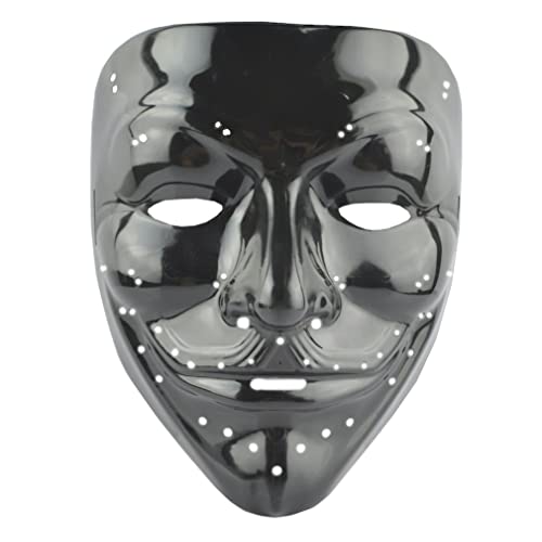 PAXLBF-Horror Mask V Shape Full Face Mask Cosplay Black Vendetta Mask for Halloween von PAXLBF