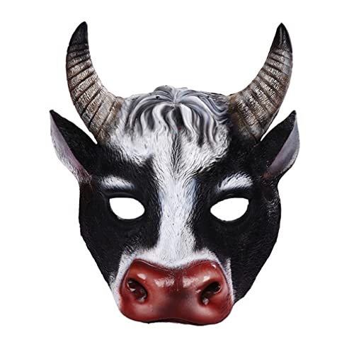 PAXLBF-Hworks Dairy Kuh Kopf Maske Tier PU Schaum Half Face Cover Halloween Show Prop von PAXLBF