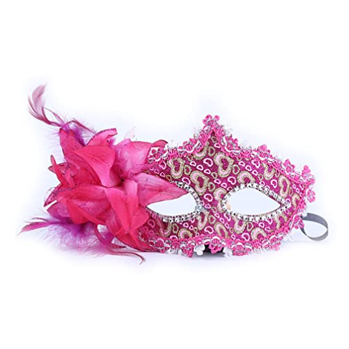 PAXLBF-Hworks Feder Party Maske Rosa Half Face Cover Cosplay Prop für Halloween von PAXLBF