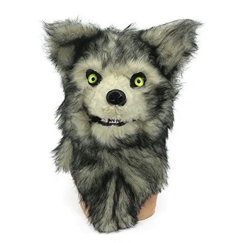 PAXLBF-Hworks Mouth Moving Wolf Mask Plush Full Face Mask Cosplay Costume Props for Halloween Party von PAXLBF