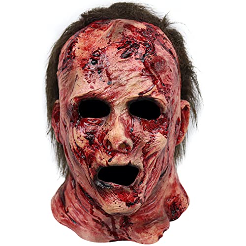 PAXLBF-Miles Headgear Michael Myers Cosplay Mask Moonlight Halloween Horror Rotten Face Skull Cosplay Mask Horror Headwear for Halloween Carnival Costume Party Props von PAXLBF