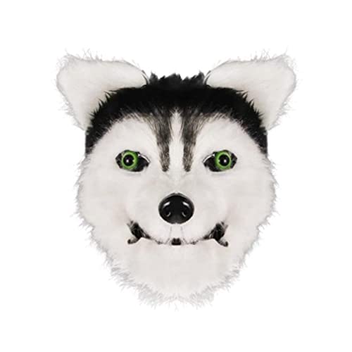 PAXLBF-Mouth Moving Huskie Mask Plush Full Face Cover Halloween Party Costume Prop von PAXLBF