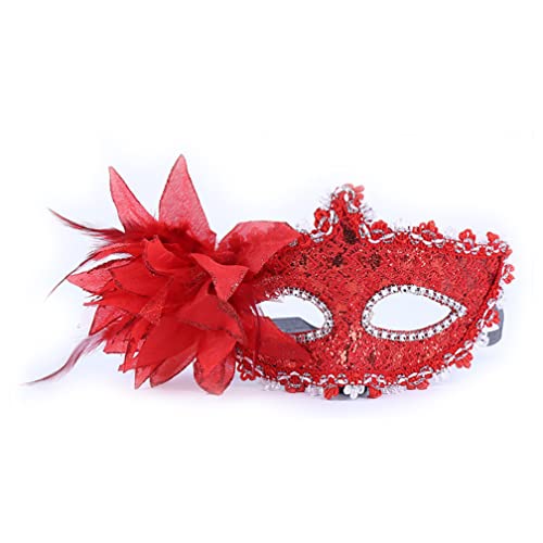 PAXLBF-Red Flower Mask PVC Half Face Blind Halloween Costume Play Prop von PAXLBF