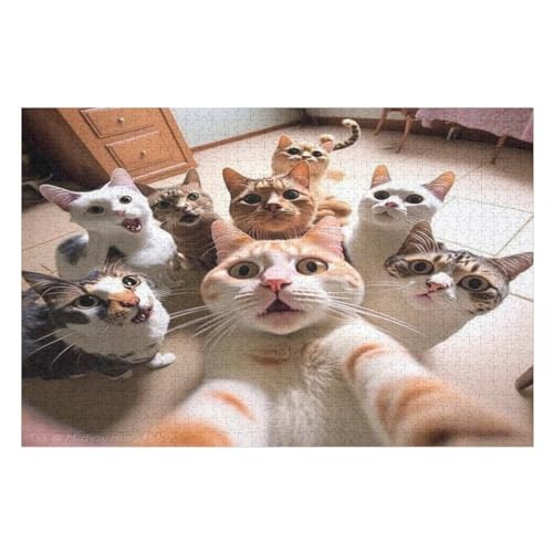 1000 Teile Puzzles Für Erwachsene, Cute Katze Puzzle, Holzpuzzle - Familienpuzzle Verringerter Druck Schwieriges Puzzle Unmögliche Puzzle Für Erwachsene 12+ Kinder （75×50cm） von PAZZK