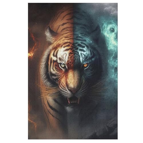 1000 Teile Puzzles Für Erwachsene, Tiger Puzzle, Holzpuzzle - Familienpuzzle Verringerter Druck Schwieriges Puzzle Unmögliche Puzzle Für Erwachsene 12+ Kinder （78×53cm） von PAZZK