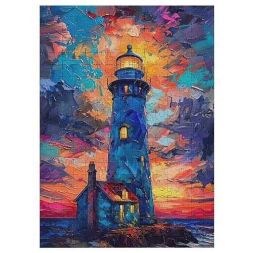 300-teiliges Puzzle Für Erwachsene, Leuchtturm -Puzzle, Holzpuzzle, Gehirn-Herausforderung, Puzzle-Spielzeugspiel （42×30cm） von PAZZK