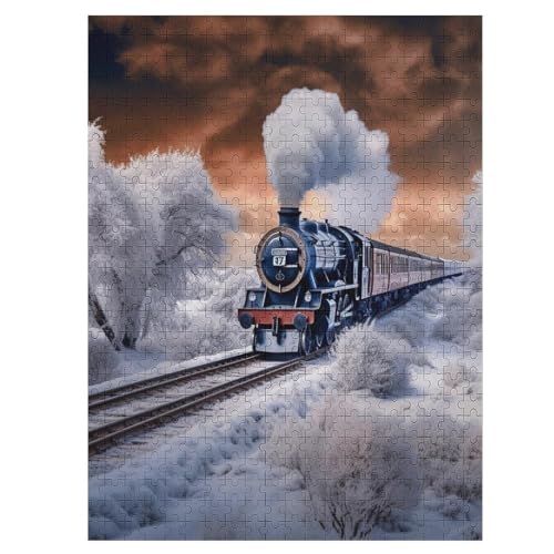 500 Teile Puzzle Für Erwachsene, Dampfzug -Puzzles, Kinder Holz-Puzzle, Kreatives Puzzle, Geschenk Für Freunde Und Familie （55×41cm） von PAZZK