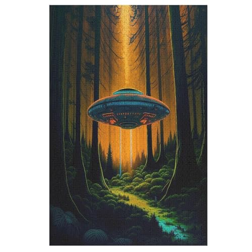 Alien-Raumschiff-Puzzlespiel Aus Holz, 1000 Puzzleteile, Kreatives Puzzle Für Teenager Und Erwachsene, Kreatives Spielzeug, Puzzles, （78×53cm） von PAZZK