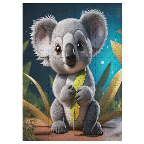 Animal Koala Puzzle 300 Teile,Puzzles Für Erwachsene, Impossible Puzzle, Geschicklichkeitsspiel Für Die Ganze Familie, Puzzle Kinder,Holzpuzzle-Geschenk,Raumdekoration, （42×30cm） von PAZZK