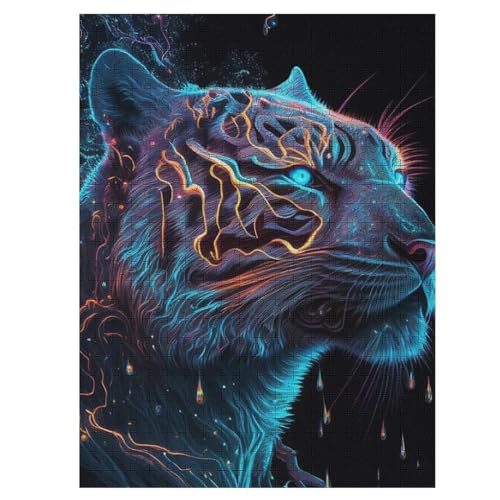 Animal Tiger 500 Teile Puzzles, Wood Craft, Hochwertiges Modernes Puzzle, DIY, Für Erwachsene Und Kinder Ab 12 Jahren Holz, Puzzle （55×41cm） von PAZZK