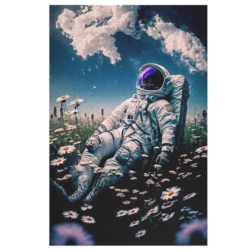 Astronaut Holzpuzzle 1000 Teile,Puzzles Für Erwachsene, Impossible Puzzle, Geschicklichkeitsspiel Für Die Ganze Familie,Home Dekoration Puzzle, Puzzle Kinder Legespiel （78×53cm） von PAZZK