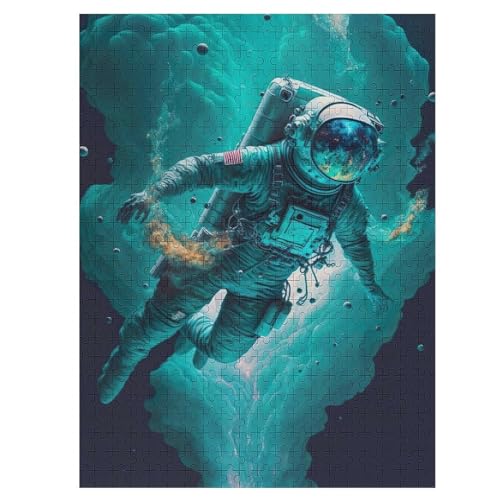 Astronaut Holzpuzzle 500 Teile, Knobelspiele Für Erwachsene, Teenager, Puzzles Unmögliche - Kinder Puzzle Zimmer Deko （55×41cm） von PAZZK