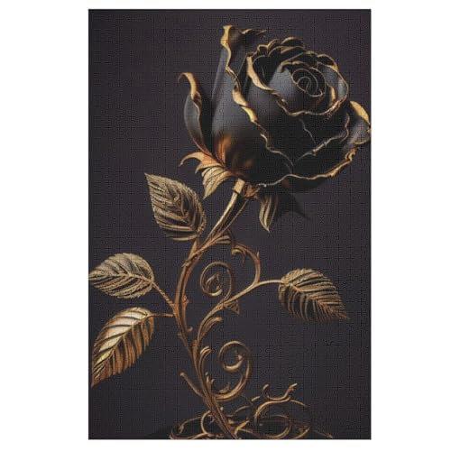 Black Rose-Puzzle Für Erwachsene, 1000-teilige Puzzles Für Teenager Und Kinder, Kreative Puzzles Für Die Familie, Herausfordernde Spiele, Spielzeug, Geschenke （78×53cm） von PAZZK