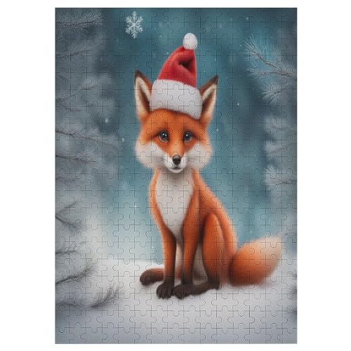 Christmas Fuchs -Puzzle, 300 Teile,Holzpuzzle Für Erwachsene Kinder, Lustiges Spielzeug, Denkspiel, Spielzeug, Bildungsspiel, Herausforderung, Pädagogisch, （42×30cm） von PAZZK