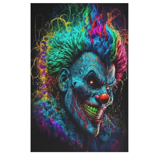 Clown 1000 Teile Puzzles, Wood Craft, Hochwertiges Modernes Puzzle, DIY, Für Erwachsene Und Kinder Ab 12 Jahren Holz, Puzzle （78×53cm） von PAZZK