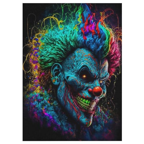 Clown 300 Teile Puzzle Für Erwachsene, Herausforderung Puzzles - Familienpuzzle Verringerter Druck Schwieriges Puzzle Rahmen Holzpuzzle Für Erwachsene Kinder 12+ （42×30cm） von PAZZK