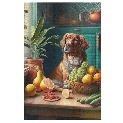 Cute Hund – Puzzle 1000 Teile, Holzpuzzle, Herausforderndes Geschicklichkeitsspiel Für Die Ganze Familie, Kinder Erwachsenenpuzzle Ab 12 Jahren （78×53cm） von PAZZK