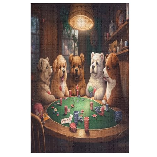 Cute Hund Puzzle Für Erwachsene 1000 Teile Premium 100% Recyceltes Brett Zum Lernen, Lernspielzeug, Familienspiele Kinder Holzpuzzle （78×53cm） von PAZZK