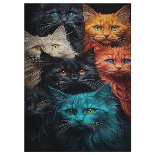 Cute Katze Puzzle 300 Teile,Puzzles Für Erwachsene, Impossible Puzzle, Geschicklichkeitsspiel Für Die Ganze Familie, Puzzle Kinder,Holzpuzzle-Geschenk,Raumdekoration, （42×30cm） von PAZZK