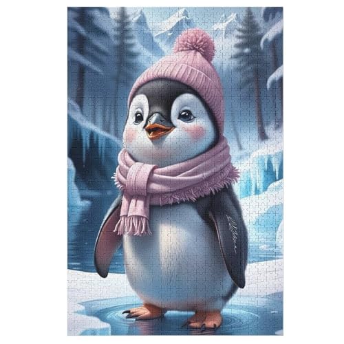 Cute Pinguin Puzzle 1000 Teile,Puzzles Für Erwachsene, Impossible Puzzle, Geschicklichkeitsspiel Für Die Ganze Familie, Puzzle Kinder,Holzpuzzle-Geschenk,Raumdekoration, （78×53cm） von PAZZK