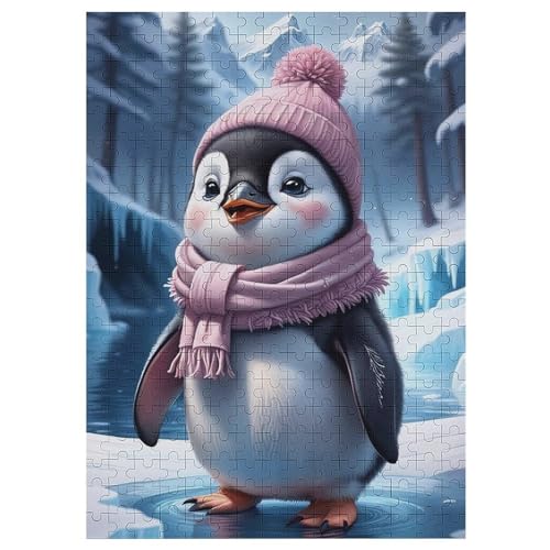 Cute Pinguin Puzzle 300 Teile, Holzpuzzle Für Erwachsene, Impossible Puzzle, Geschicklichkeitsspiel Für Die Ganze Familie, Puzzle Farbenfrohes Legespiel Kinder Puzzles （42×30cm） von PAZZK