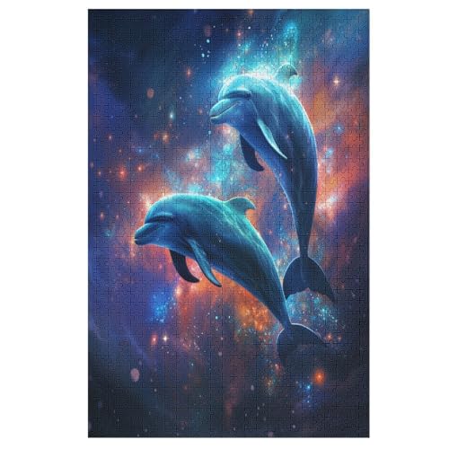 Delfin Puzzle 1000 Teile, Holzpuzzle Für Erwachsene, Impossible Puzzle, Geschicklichkeitsspiel Für Die Ganze Familie, Puzzle Farbenfrohes Legespiel Kinder Puzzles （78×53cm） von PAZZK