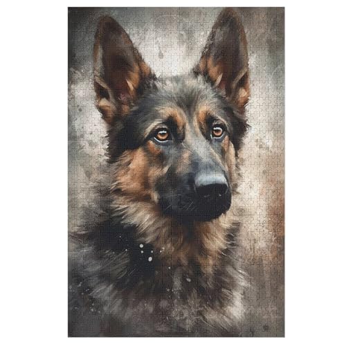 Deutscher Schäferhund-Puzzle Für Erwachsene, 1000 Teile, Holzpuzzle, Kinderpuzzle, Dekompressionsspiel, Spielzeugpuzzle （78×53cm） von PAZZK