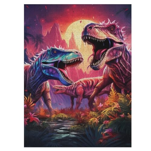 Dinosaurier Puzzle 500 Teile, Holzpuzzle Für Erwachsene, Impossible Puzzle, Geschicklichkeitsspiel Für Die Ganze Familie, Puzzle Farbenfrohes Legespiel Kinder Puzzles （55×41cm） von PAZZK