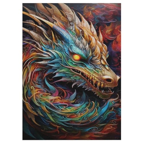 Drache Holzpuzzle 300 Teile,Puzzles Für Erwachsene, Impossible Puzzle, Geschicklichkeitsspiel Für Die Ganze Familie,Home Dekoration Puzzle, Puzzle Kinder Legespiel （42×30cm） von PAZZK