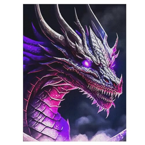 Drache Holzpuzzle 500 Stück Puzzles Für Erwachsene Teenager Stress Abbauen Familien-Puzzlespiel Poster 500-teiliges Puzzle Kinder Lernspiel Spielzeug Geschenk （55×41cm） von PAZZK