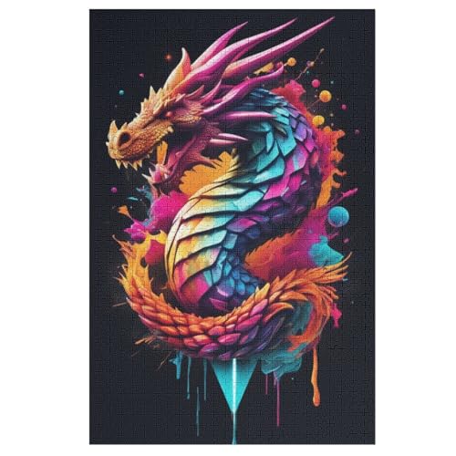 Drache Puzzle Für Erwachsene,1000-teiliges Puzzle,Puzzle Für Erwachsene Und Kinder,Holzpuzzle,Lernspielzeug, （78×53cm） von PAZZK